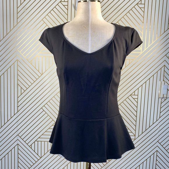 Betabrand Tops - Betabrand Work It Short Sleeve Peplum Top in Black